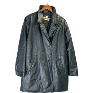 Veranesi Leather Double Breasted Quilted Lining Heavy Winter Black Coat